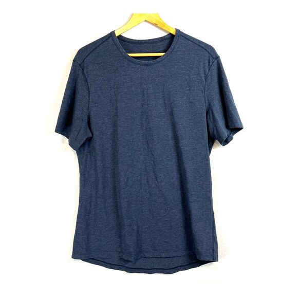 LULULEMON Mens 5 Year Basic Pima Cotton Short Sleeve Tee M Heathered Blue Crew - Picture 1 of 6